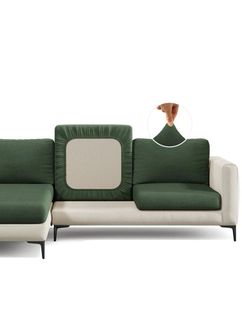 Nolan Interior Miracle Sofa Covers - Plush Kale - 2 back and 2 seat covers